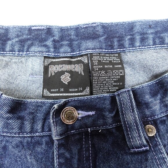 Vintage Y2K Rocawear Baggy Carpenter Jeans Men's 34x32 HipHop Streetwear Denim - Picture 3 of 10